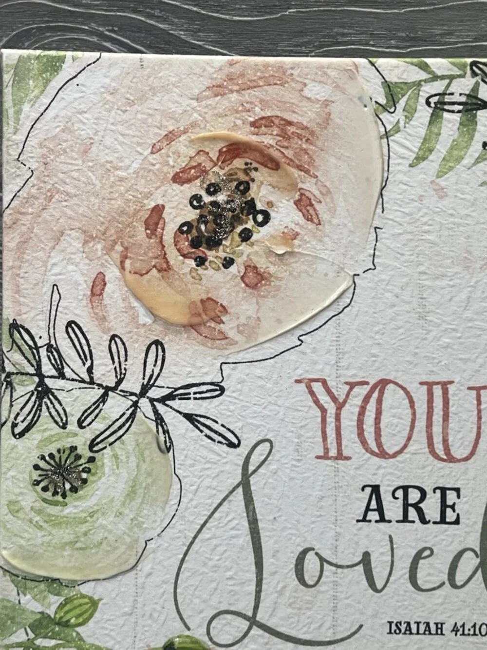You Are Loved Isaiah 41:10 Floral Canvas Peach Flowers 12” X 10” Wall Decor
